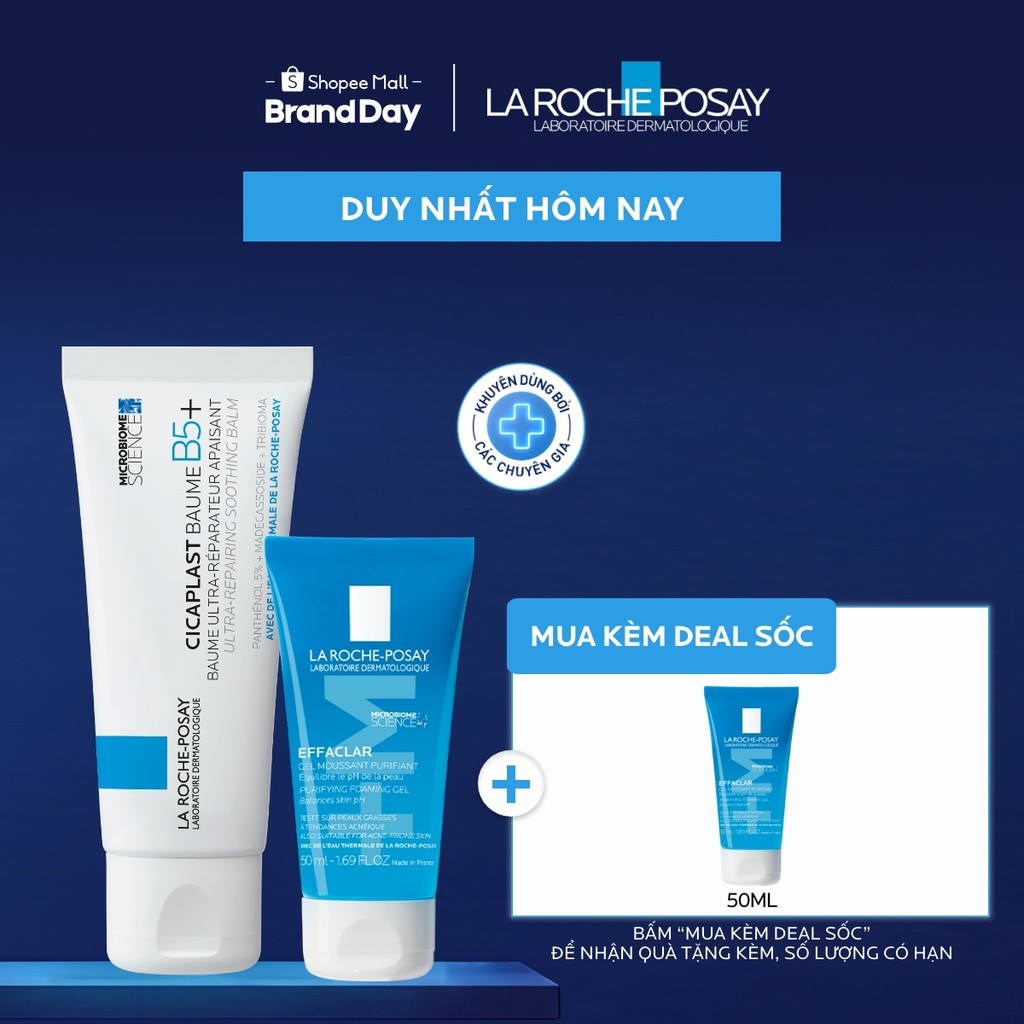 [VB KOL] Kem dưỡng làm dịu và phục hồi làn da La Roche-Posay Cicaplast Baume B5+ 40ml & Gel rửa mặt 
