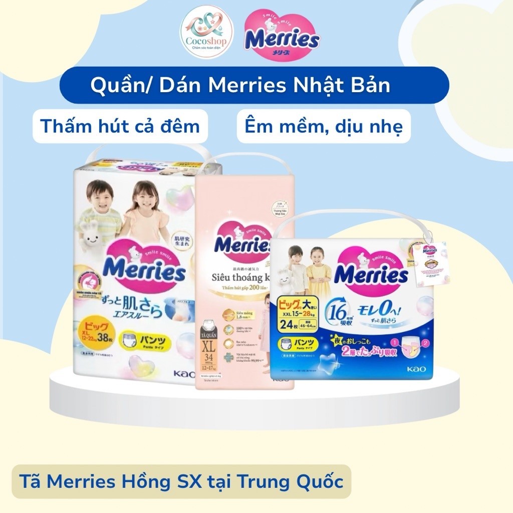 Tã/Bỉm quần Merries Jumbo size L54/ XL46/ XXL30