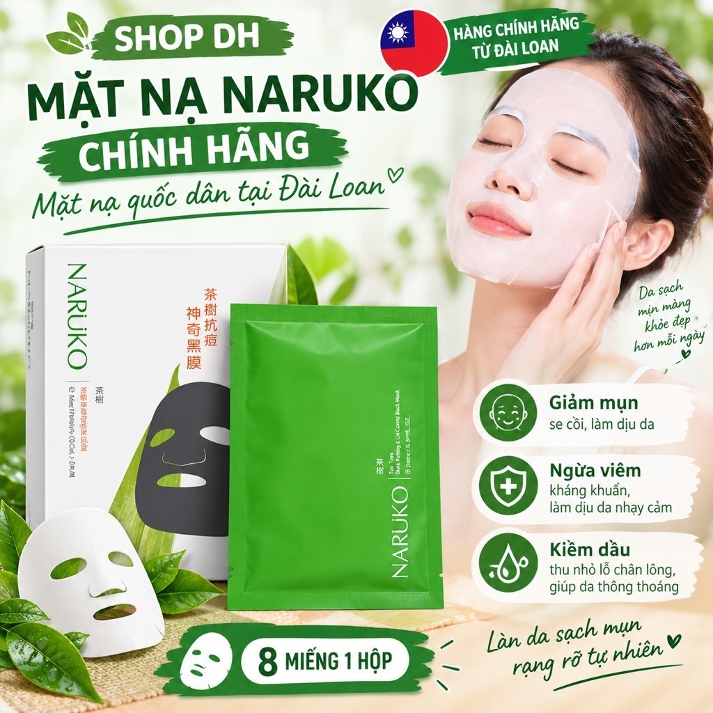 Mặt nạ NARUKO 8 miếng bản (Đài Loan) hàng xách tay chính hãng