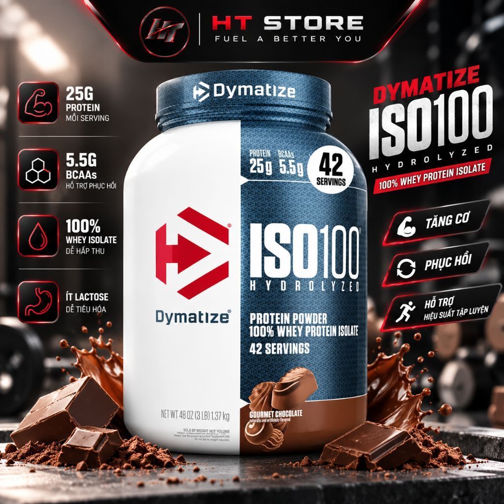 Dymatize ISO100 Hydrolyzed Whey Protein Isolate 3LB (1.37kg) – 25g Protein – 42 Servings