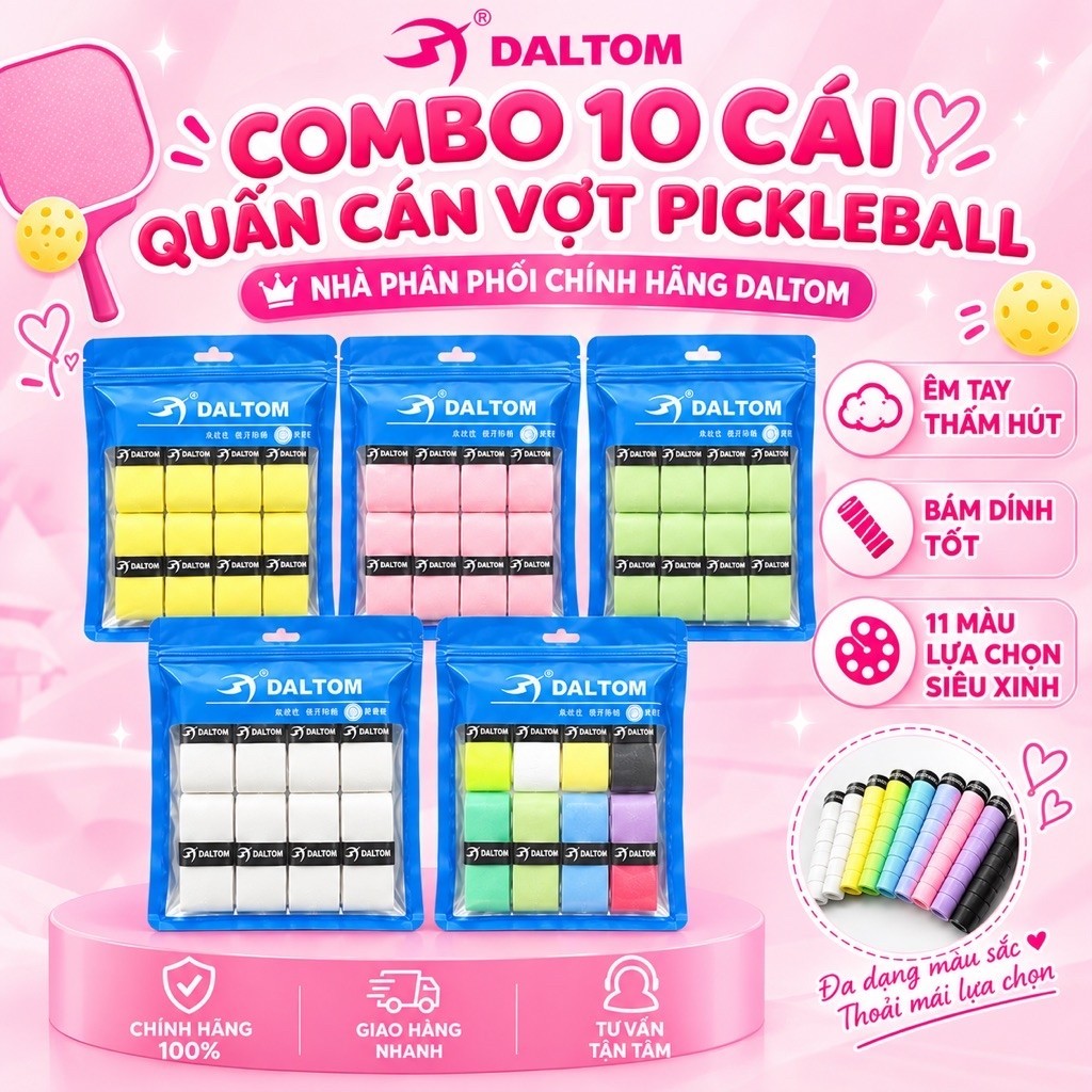 Cuốn Cán Pickleball Daltom – Chống Trơn, Thấm Mồ Hôi, Êm Tay – Combo 5/10/20…