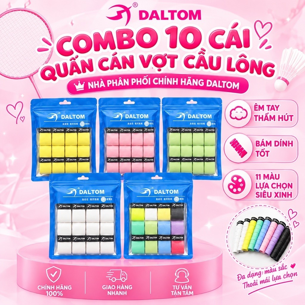 Quấn Cán Vợt Cầu Lông Daltom Loại 1 lớp Nilon[Chính Hãng]Bám Dính, Chuyên Dùng…