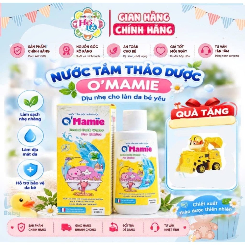 [Kèm quà] Nước Tắm Thảo Dược O'mamie 200ml