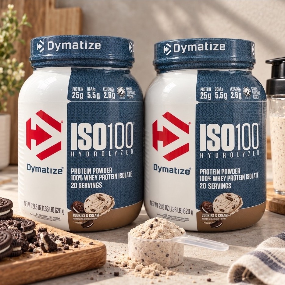 Bột protein Dymatize ISO100 Hydrolyzed 100% Whey Protein Isolate vị Cookies & Cream 620g