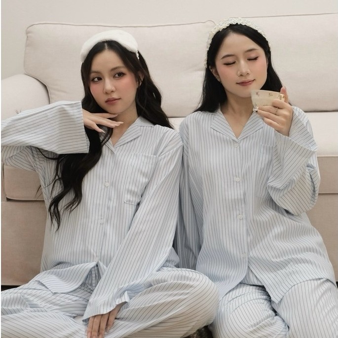 Set Đồ Ngủ Pijamas Dài Tay - Fit to sleep - Slow Pijamas Form Oversize Rộng Rãi Mềm Mại - Màu Sọc Xa