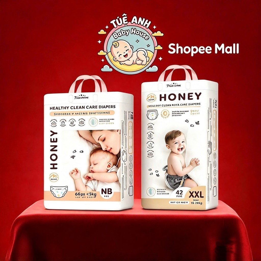 Tã Bỉm Dán/Quần Honey Premium Tơ Tằm Siêu Mềm Mịn Và Thấm Hút, Thoáng Khí Đủ Size Cho Bé