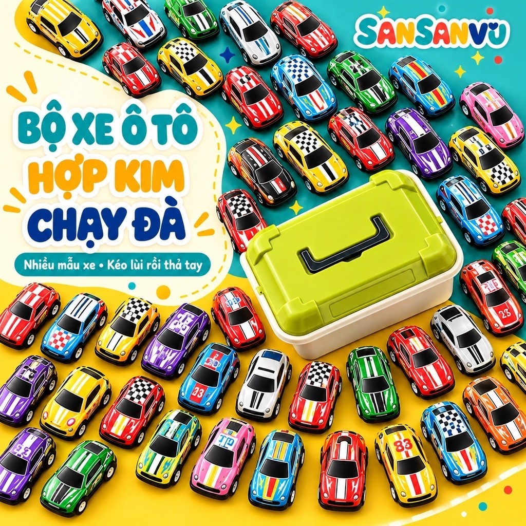 Thùng 30 Xe Ô Tô Đồ Chơi Hợp Kim Sansanvu Combo Kèm Hộp Đựng Hàng Loại 1 Đồ…
