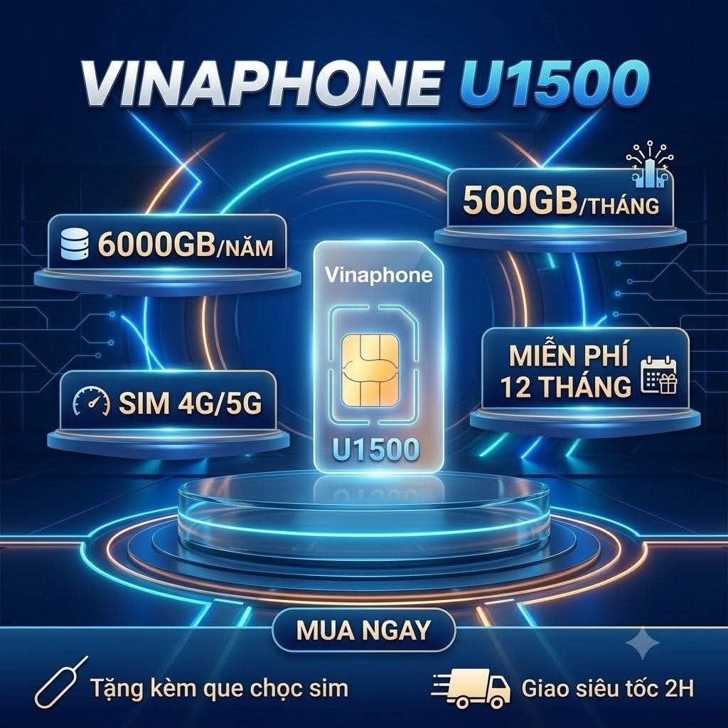 [DATA] SIM VinaPhone U1500 – Data Khủng 6000GB/Năm