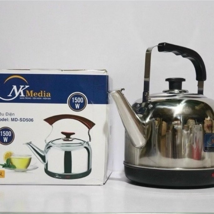 Ấm siêu tốc NK Media 5 lít Inox hàng công ty chính hãng , Ấm siêu tốc NK Media tự động ngắt điện khi