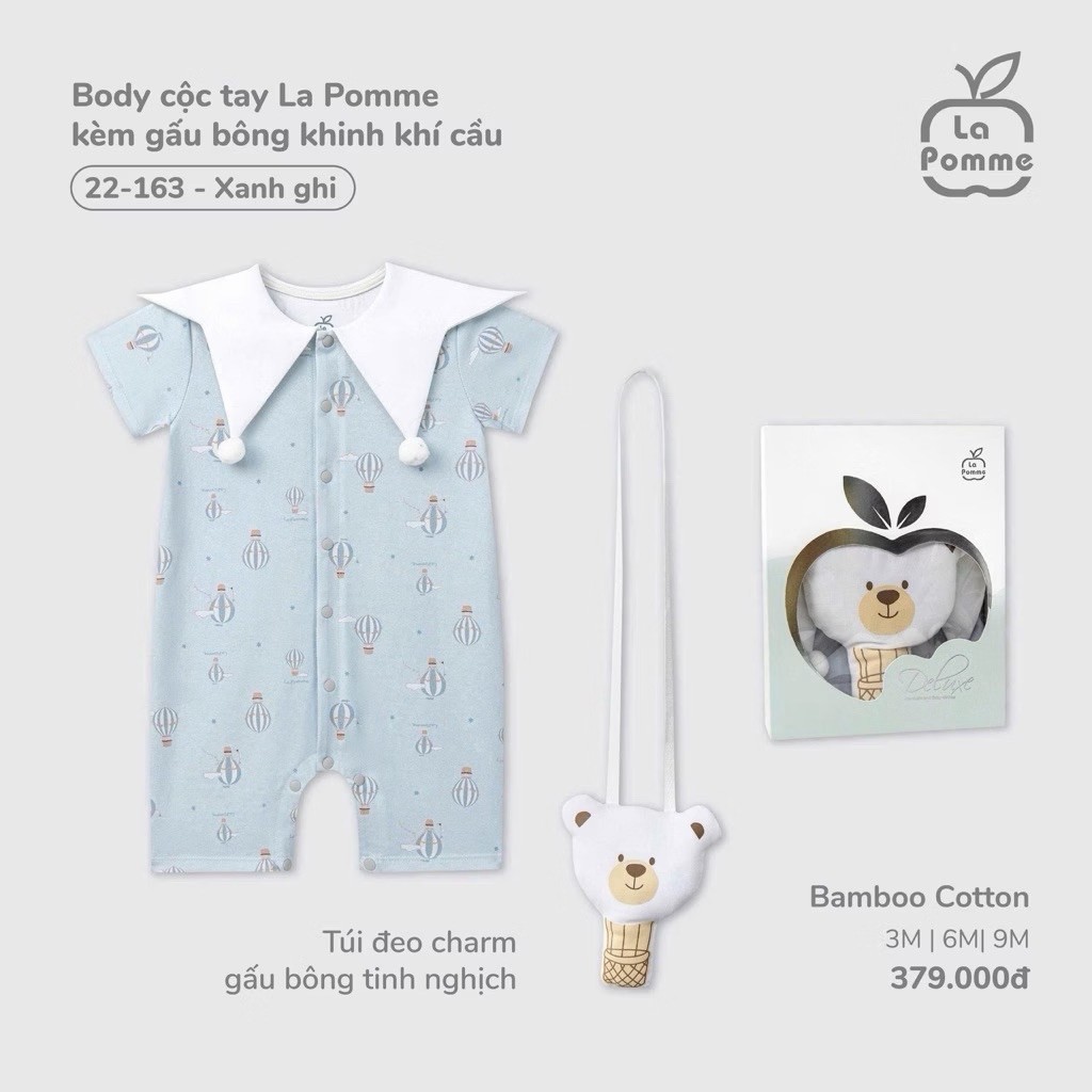 (Nhùn nhùn)La Pomme Body cộc - Set 2 món váy, yếm, body kèm túi bst lễ hội cho bé