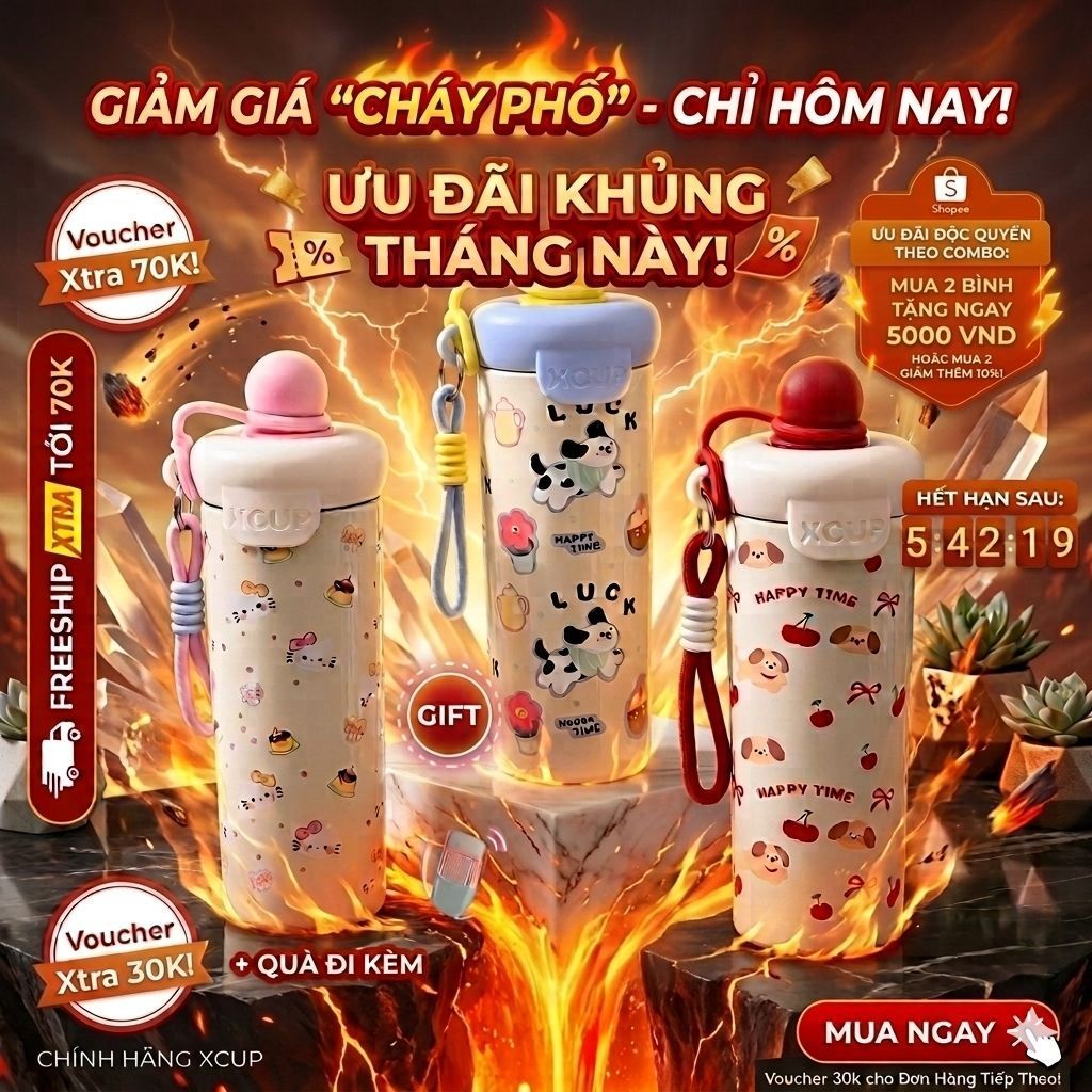 Bình giữ nhiệt cao cấp dung tích 600ml dành cho học sinh, sinh viên.