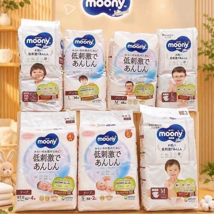 (Nhùn nhùn) Tã Bỉm Moony nội địa Nhật đủ size dán/quần