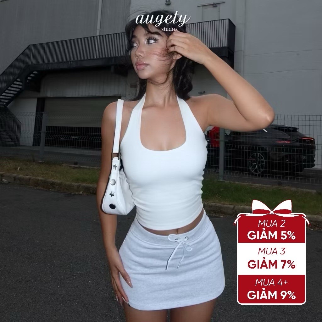 Áo Croptop Nữ Cổ Yếm Ôm Dáng Hở Lưng Dây Choàng Cổ Thời Trang Augety Studio BELLE HALTER Top