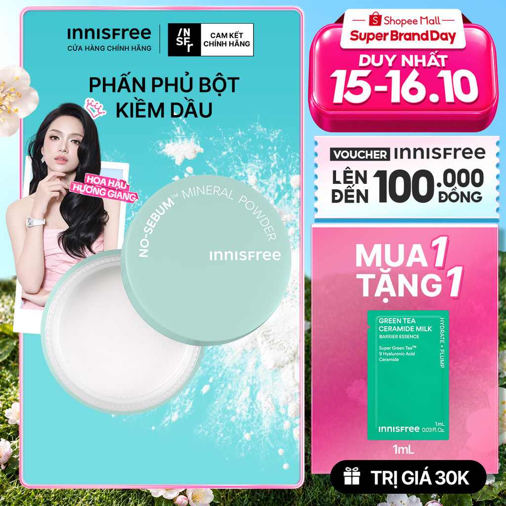Phấn phủ bột kiềm dầu, mịn lì lâu trôi INNISFREE No Sebum Mineral Powder 5g