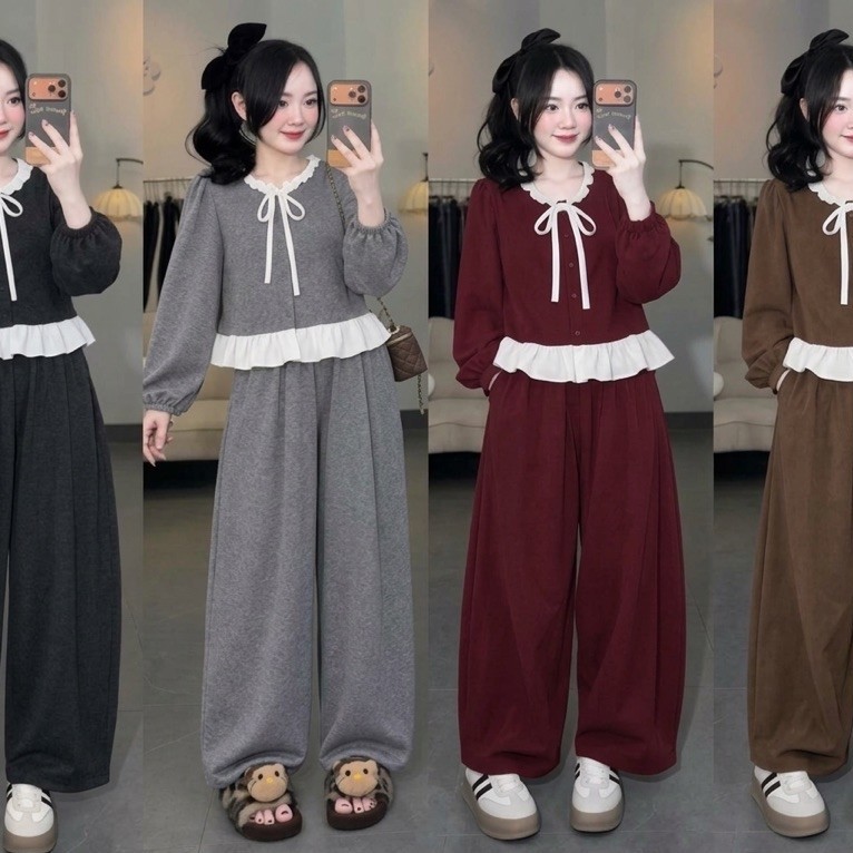 Set Bộ Nữ , Set Bộ Tăm Lông Thỏ Phối Trắng Lạ