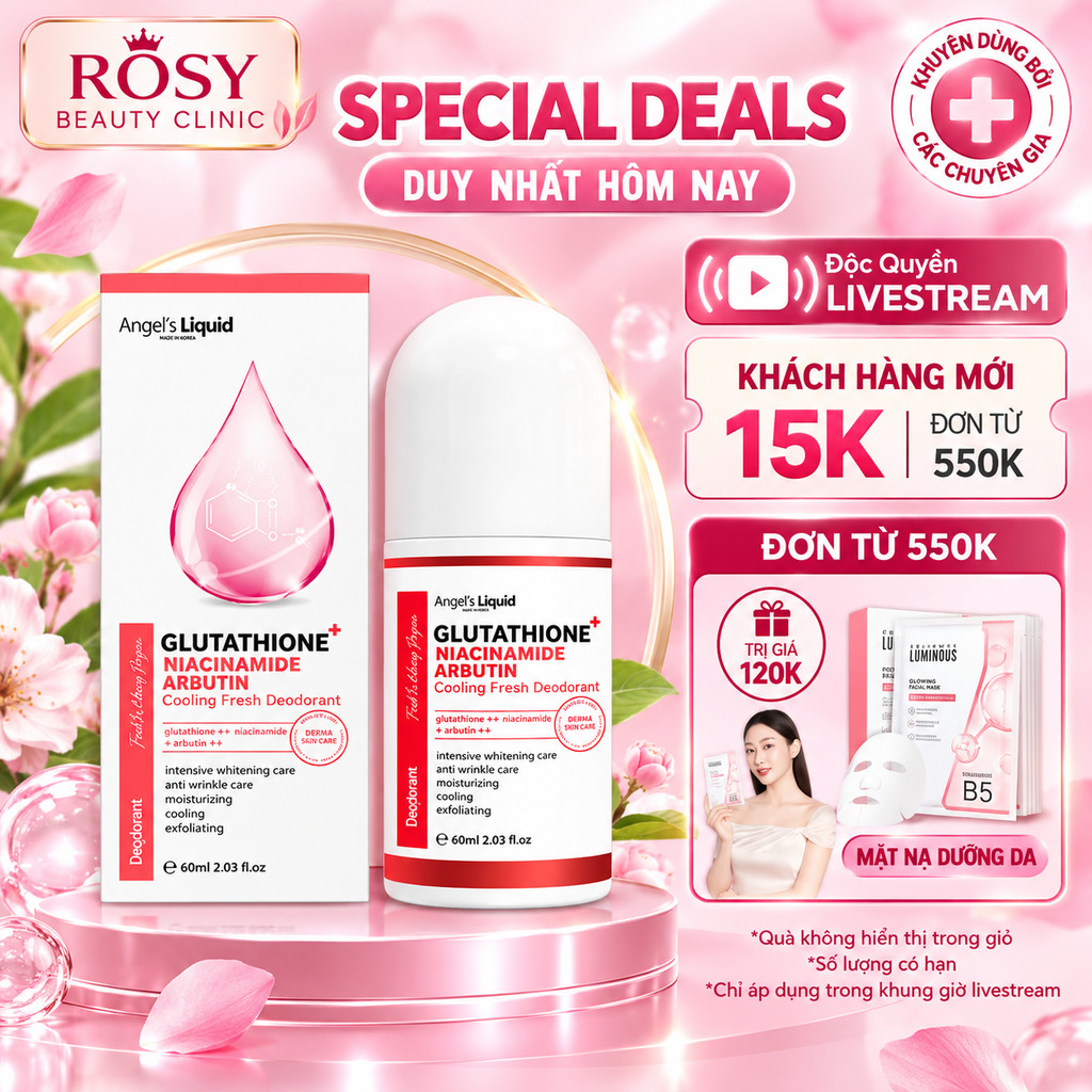 Angel’s Liquid Glutathione Lăn Khử Mùi Vùng Nách Nhỏ Gọn Tiện Dụng Chính Hãng