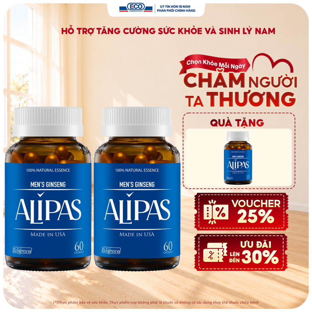 [LIVE] Combo 2 Hộp 60v Tặng Hộp 15v - Viên Uống ALIPAS Ecogreen Hỗ Trợ Tăng Cường Sức Khỏe Nam Giới