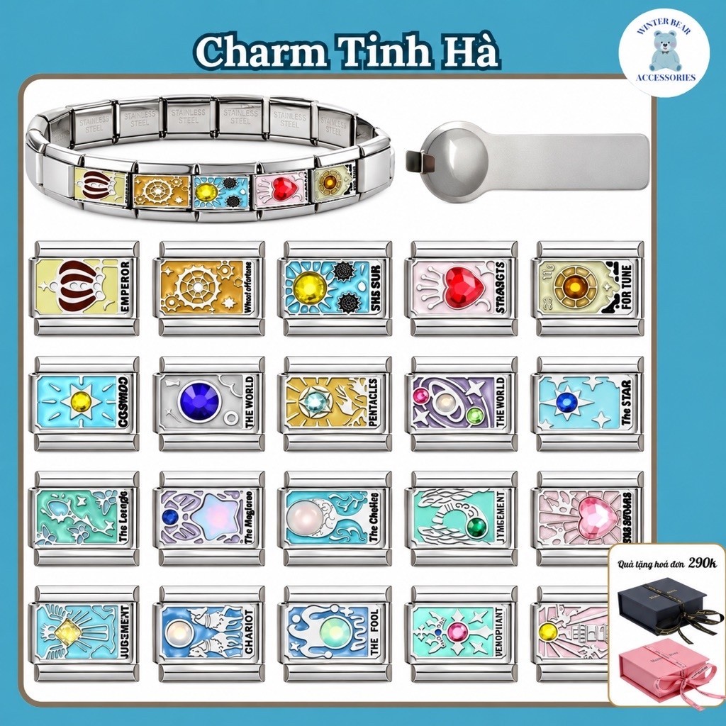 NEW 🔥 -  Vòng tay ITALIAN CHARM (MẪU CHARM ...  ) - Hàng có sẵn - DIY 9mm Thép Không Gỉ