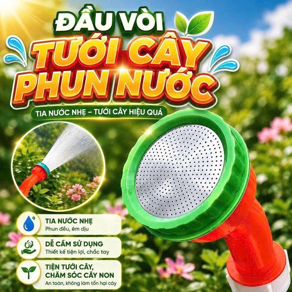Đầu vòi tưới cây phun nước tia nước nhẹ dễ cầm dụng cho cây xanh