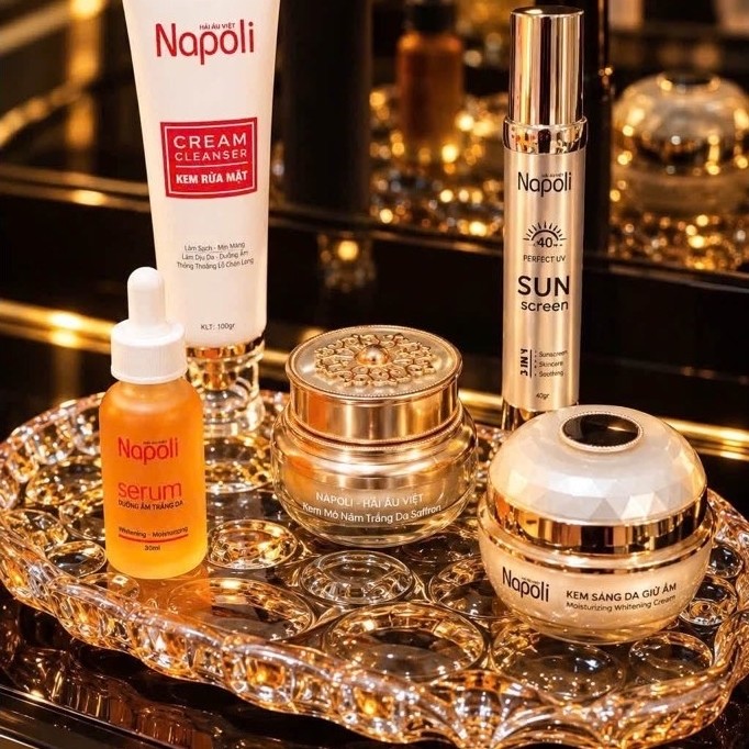 Combo Routine Hải Âu Việt-Serum, Sữa Rửa Mặt Napoli 100ml,Kem Chống Nắng 40gr ,Kem Face Sữa Napoli 3