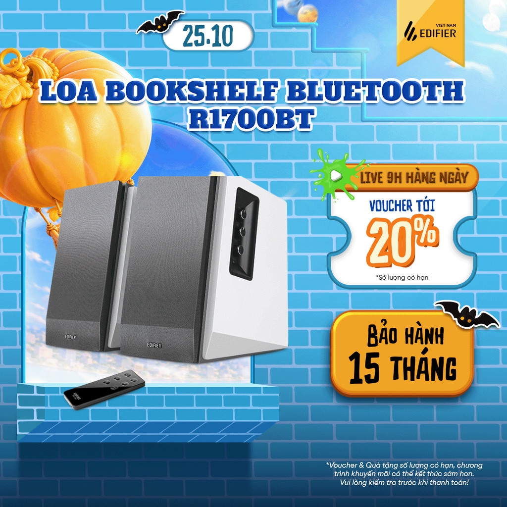 Loa Bluetooth Để Bàn EDIFIER 2.0 R1700BT | Công Suất 66W | Bluetooth 5.1 | Vỏ Gỗ Chống Dội Âm | Bảo Hành 15 Tháng