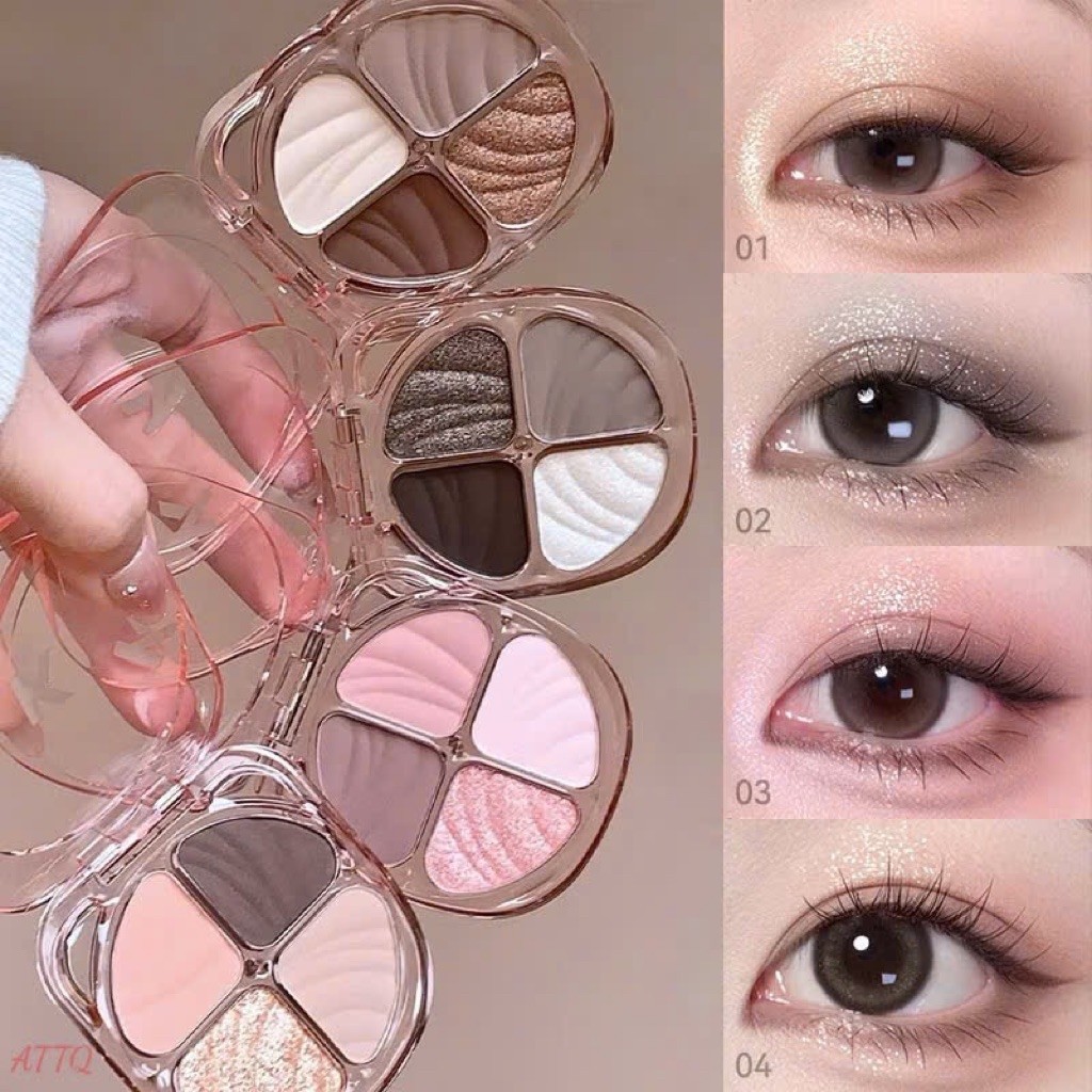 Bảng Phấn Mắt Kakashow Misty Shimmer 4 Ô Màu kết hợp , Tinh Tế, Sắc Nét