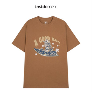INSIDEMEN- Áo Thun Ngắn Tay Unisex Form Rộng In Hình Dễ Thương Trẻ Trung Năng Động ITS086S3