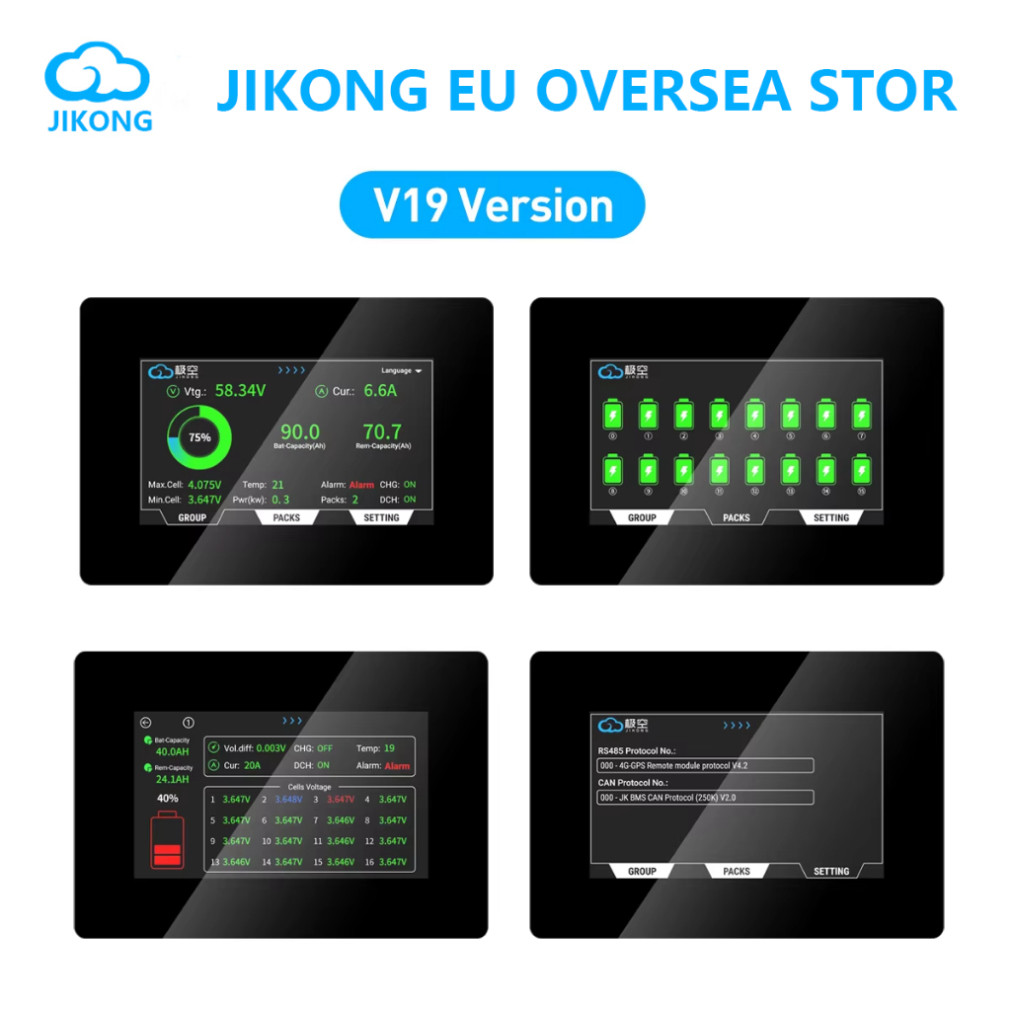 JK BMS, màn hình LCD 4.3 inch, vôn kế và chỉ báo nguồn BM tiện lợi [ Phụ kiện BMS JK ] Màn Hình JK 3