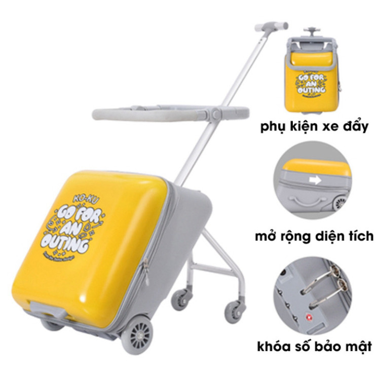 [Vali Sài Gòn] Vali du lịch Vali xe đẩy cao cấp KOKU vali ghế ngồi 2 trong 1 cho bé PVL23-22