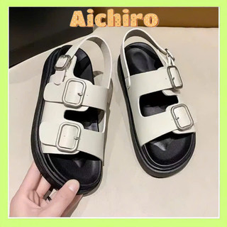 Dép sandal nữ bản Cao Cấp QCCC đế dày quai da phối khuy mềm sang xịn - Dép quai hậu nữ cao cấp