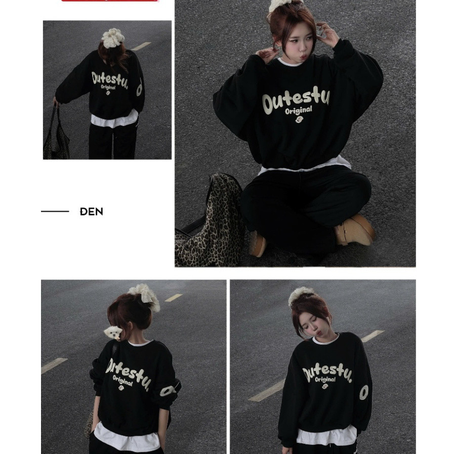 { Áo Thu Đông } Áo Sweater chính hãng Outerity Số 01 Kiểu Form Rộng Boxy / Nỉ Bông Dày Dặn Unisex Dà