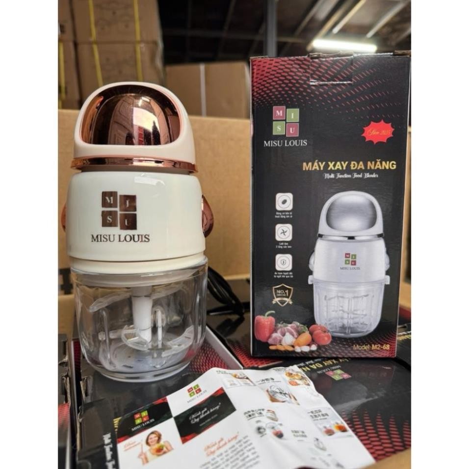 Máy Xay Đa Năng MISU LOUIS M2-68, Xay Thịt, Xay Đá, Xay Rau Củ | Cối Thủy Tinh 300ml, 300W