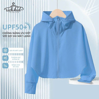 Áo chống nắng cho bé Richkid áo choàng  cánh dơi vải Ice Text thông hơi làm mát chống tia UV.4