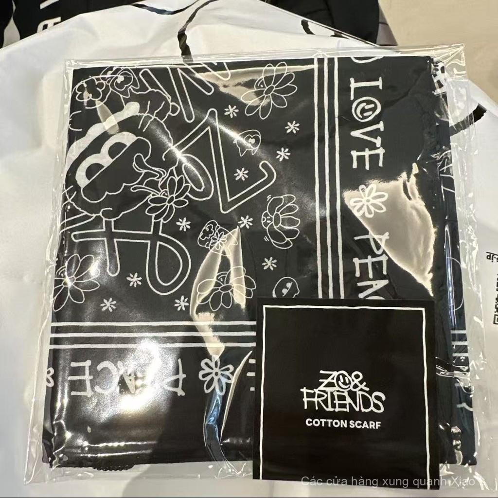 gd Khăn quàng cổ G-Dragon zoa Khăn quàng cổ hợp tác G-Dragon line friends Khăn vuông mới tinh, chưa 