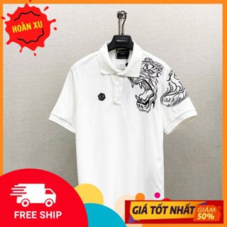 Áo polo nam nữ cổ bẻ Philipp Plein thêu Hổ cotton cá sấu thêu Hổ Ở  Vai logo da tag sắt  basic boy phố Hottrend