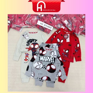  Set 3 bộ nhện cotton dài tay tone màu xám ghi đỏ cho bé trai - HNOrderChina 