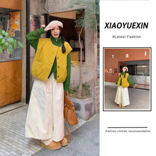 SET 3 MÓN ÁO LEN CỔ ĐỨNG - ÁO GILE NỈ - QUẦN ỐNG RỘNG Set đồ công sở Hàn Quốc cao cấp 2025 - Chất liệu tuyệt đẹp