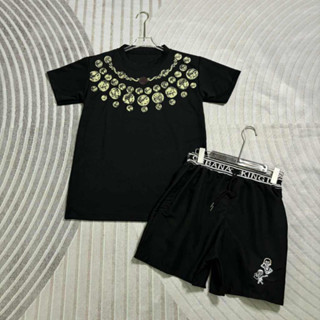  Bộ cộc đen áo đồng xu in 2 mặt kèm quần sooc gió Docl chất thun lạnh dành cho nam nữ from unisex Boy Phố 2025 