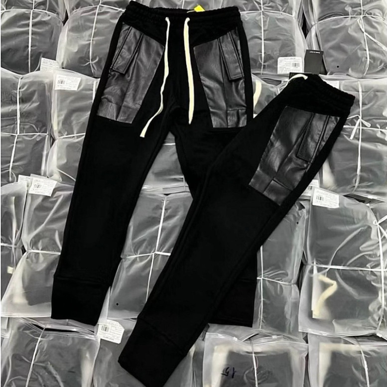 Quần nỉ vá da đen chất thun lạnh dành cho nam nữ from unisex Boy Phố 2025