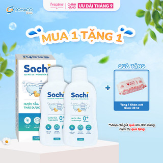 Chính Hãng -  Combo 2 Nước Tắm Thảo Dược An Toàn Cho Bé SACHI - Chai 250ml