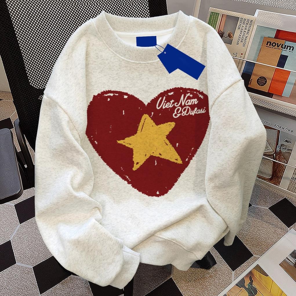 áo sweater xám tiêu nữ form rộng áo Việt Nam TRÁI TIM UT