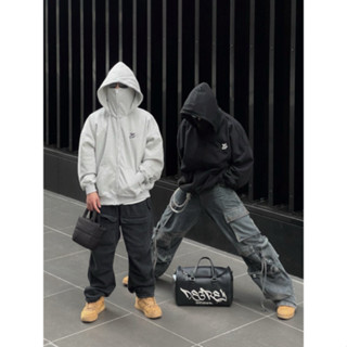 Áo Khoác nam Zip Ninja Cổ Cao 2 Mũ Thêu Logo Fa Hoodie Zip Nỉ  Dáng Boxy Nam Nữ Unisex