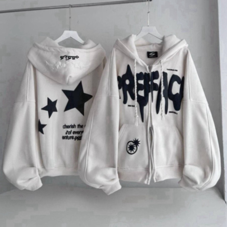 Áo Khoác Nỉ Bông In Nổi Boxy THREE STARS Unisex_SSSTore