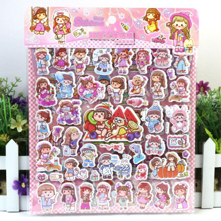 Sticker cute hoạt hình dễ thương, hình dán cute 1K trang trí bình nước sổ laptop hàn quốc giá rẻ