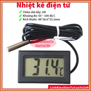 Nhiệt Kế Điện Tử -50*C ~100*C Loại Xịn Có Đầu Dò Chống Nước - Đồng Hồ Đo Nhiệt Độ Hiển Thị LCD - Dây dài 1 mét - Có Pin
