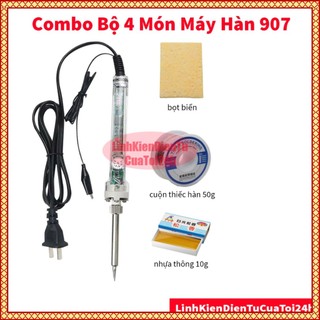   RẺ VÔ ĐỊCH  Combo Máy hàn 907+Cuộn Thiếc YIHAN SOLDERING 50g + nhựa thông + bọt biển chữ nhật 
