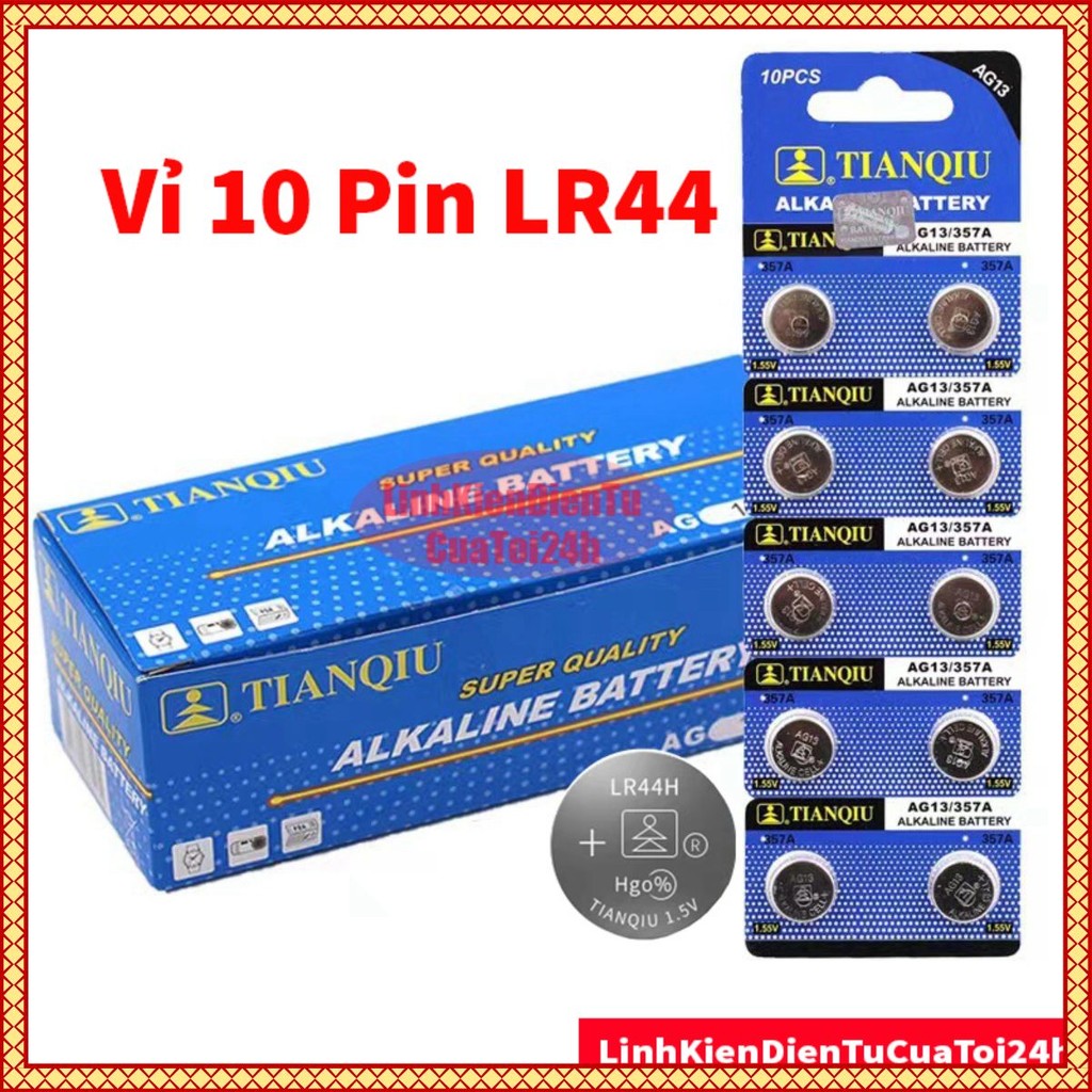[RẺ VÔ ĐỊCH] Giá sỉ vỉ 10 viên pin cúc áo 1.5V LR44 AG13 CX44 SR44 357A A76 Alkaline
