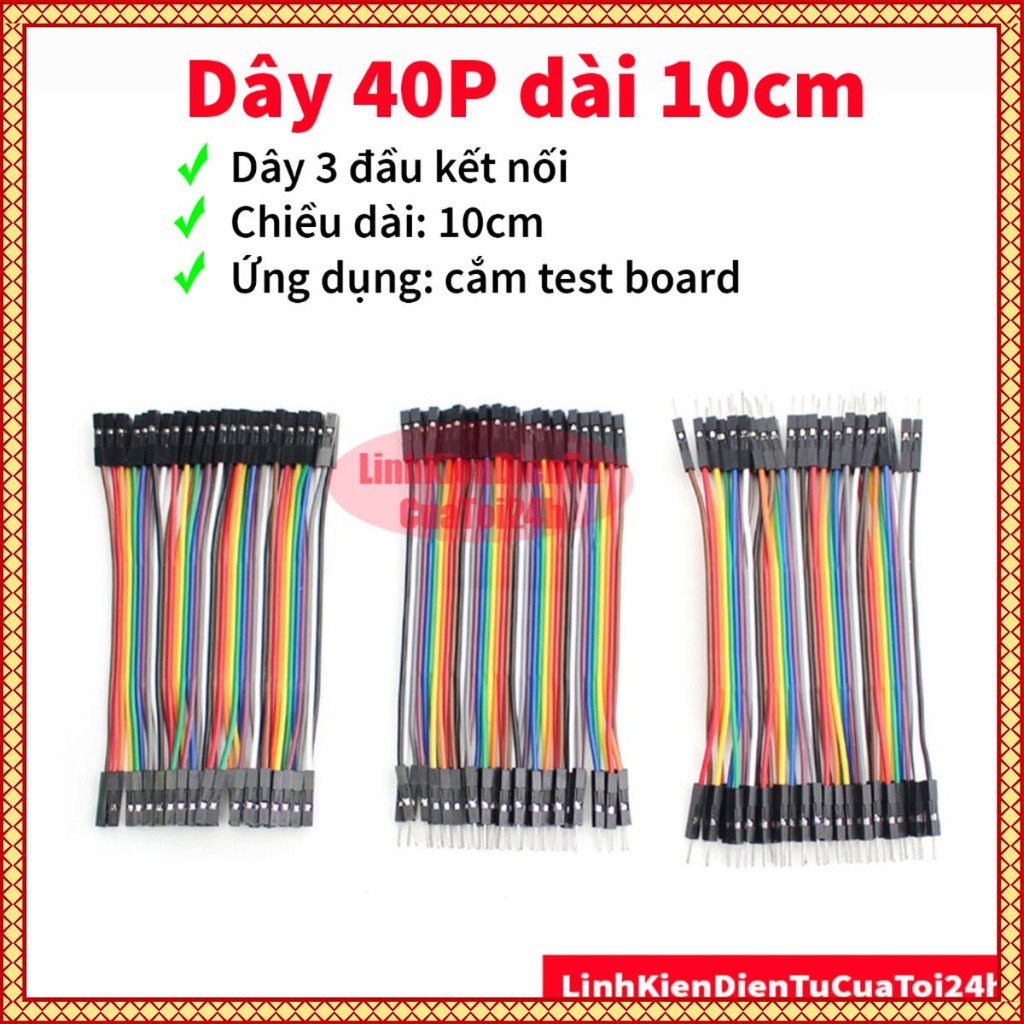 [RẺ VÔ ĐỊCH] Bộ Sợi Dây Nối 40P 7 Màu Dài 10Cm 3 Loại Đầu: Cái - Cái, Đực - Cái, Đực - Đực