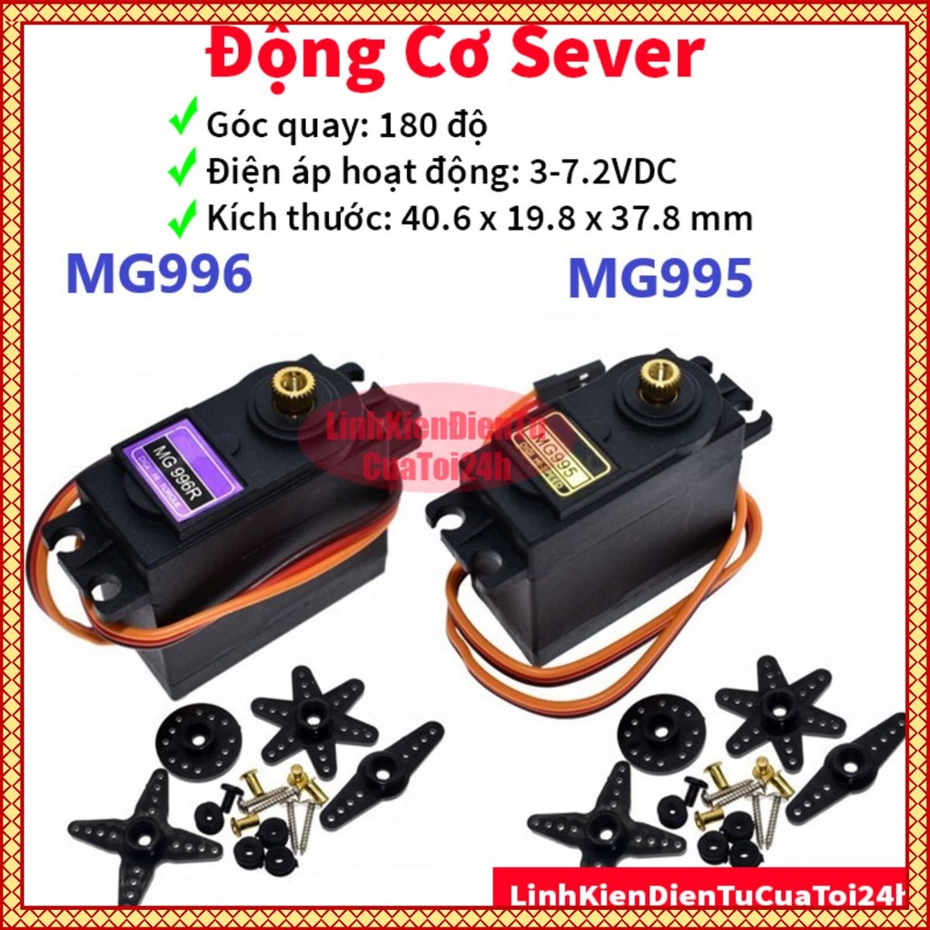 [RẺ VÔ ĐỊCH] Động cơ servo MG996 180 độ - 50% Bánh răng kim loại đồng siêu khỏe 13Kg/cm, điện áp hoạ