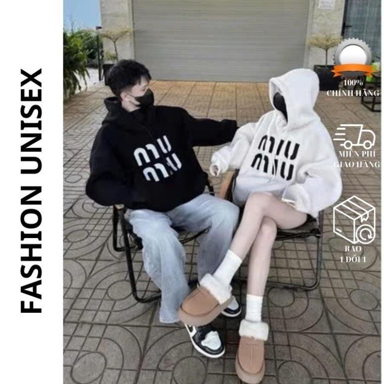 Áo khoác hoodie nam nữ nỉ mũ 2 lớp form rộng, siêu ấm, thời trang Ulzzang hàn quốc MIU MIU UT